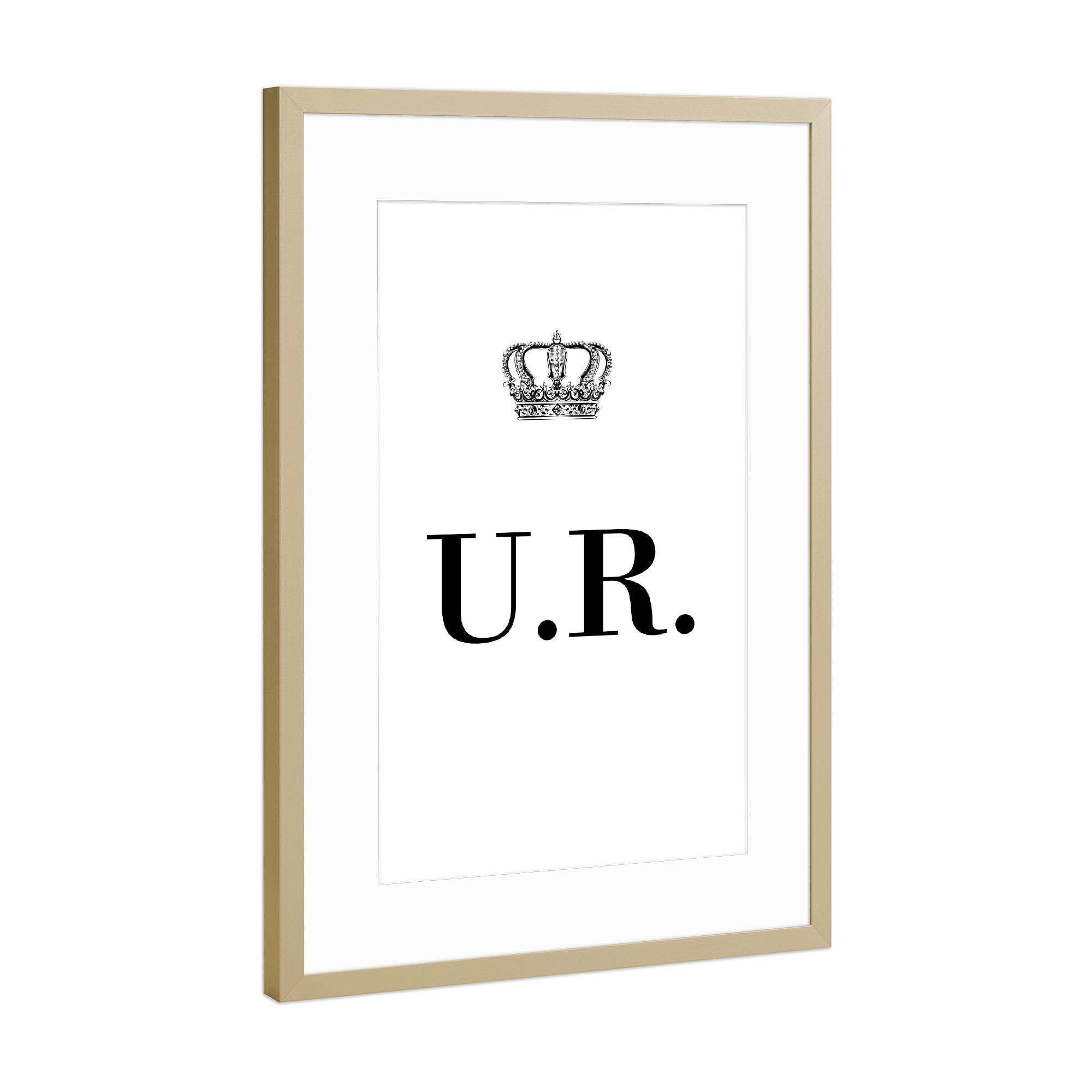 Poster mit Rahmen Gold "King UR" artboxONE - Schwarzweiß,Buchstaben
