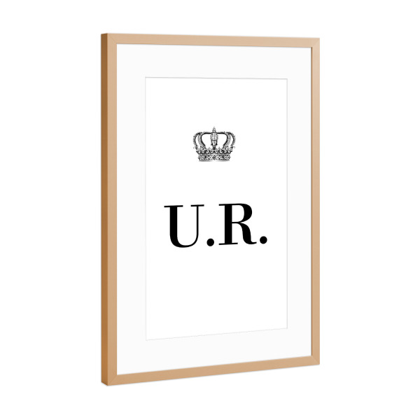 Poster mit Rahmen Kupfer "King UR" artboxONE - Schwarzweiß,Buchstaben