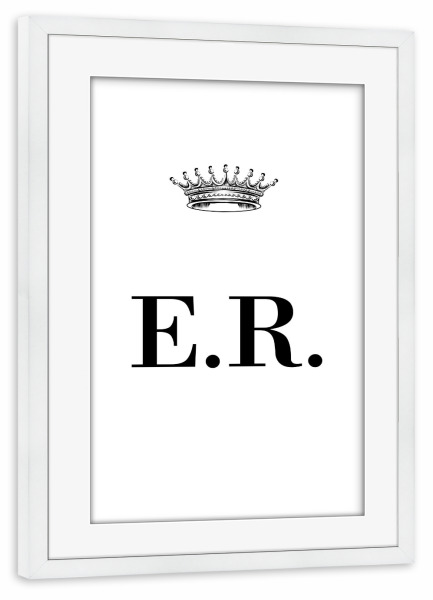 Poster mit Rahmen weiß "Queen ER" artboxONE - Schwarzweiß,Buchstaben