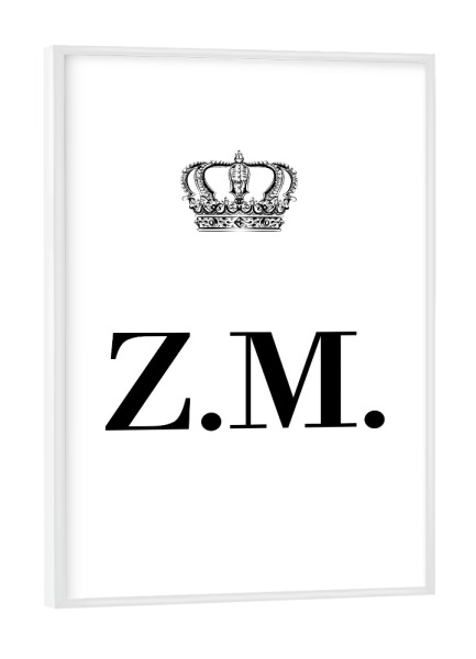 Poster mit weißem Rahmen "King ZM" artboxONE - Schwarzweiß,Buchstaben
