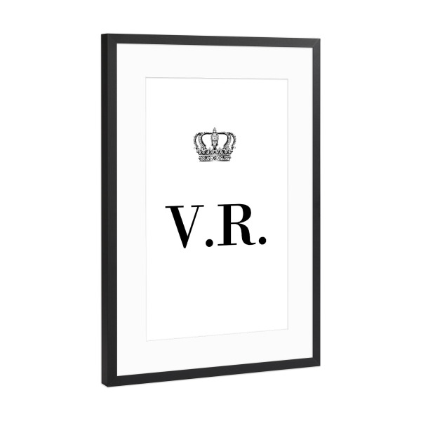 Poster mit Rahmen Schwarz (Metallic) "King VR" artboxONE - Schwarzweiß,Buchstaben