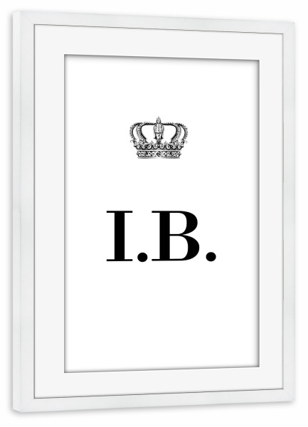 Poster mit Rahmen weiß "King IB" artboxONE - Schwarzweiß,Buchstaben