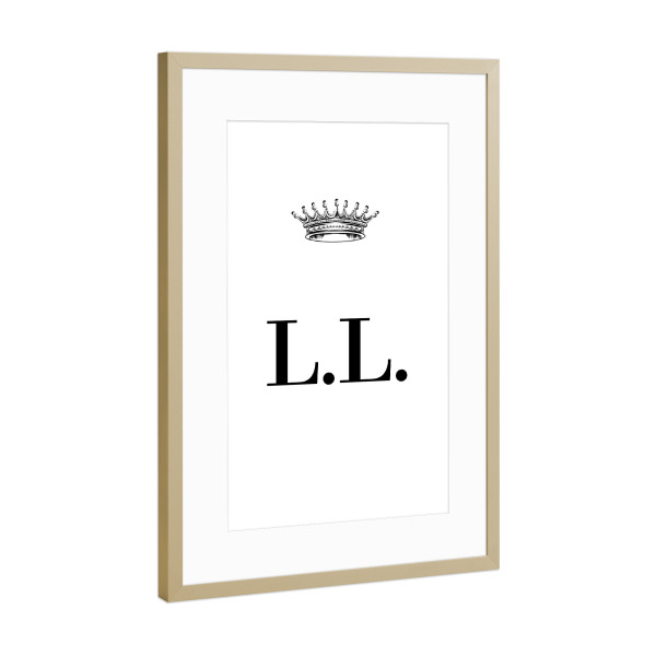 Poster mit Rahmen Gold "Queen LL" artboxONE - Schwarzweiß,Buchstaben