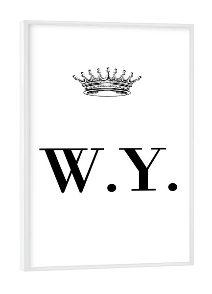 Poster mit weißem Rahmen "Queen WY" artboxONE - Schwarzweiß,Buchstaben