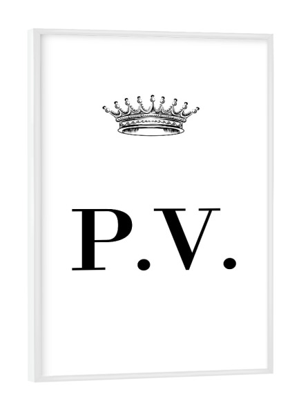 Poster mit weißem Rahmen "Queen PV" artboxONE - Schwarzweiß,Buchstaben