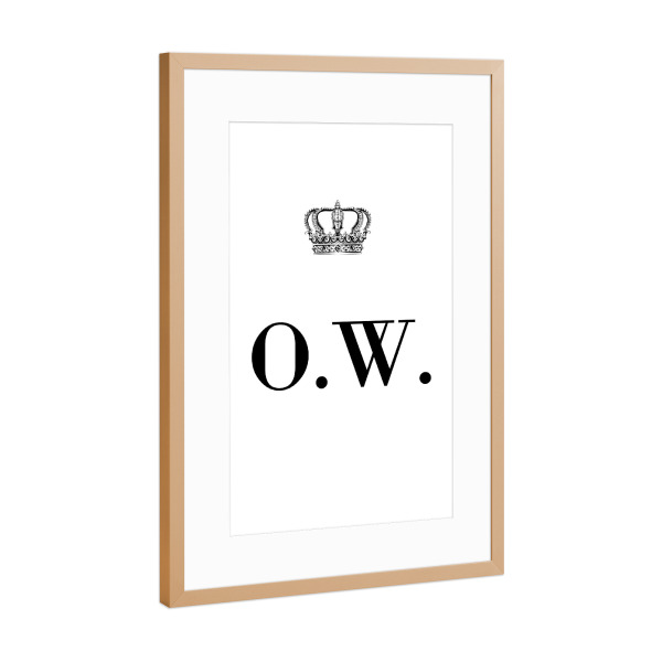 Poster mit Rahmen Kupfer "King OW" artboxONE - Schwarzweiß,Buchstaben
