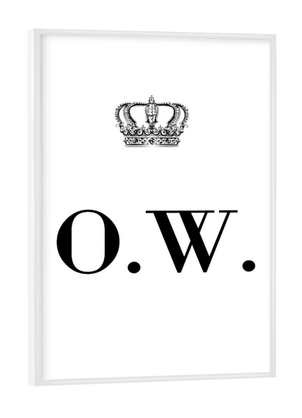 Poster mit weißem Rahmen "King OW" artboxONE - Schwarzweiß,Buchstaben