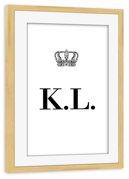 Poster mit Rahmen kiefer "King KL" artboxONE - Schwarzweiß,Buchstaben