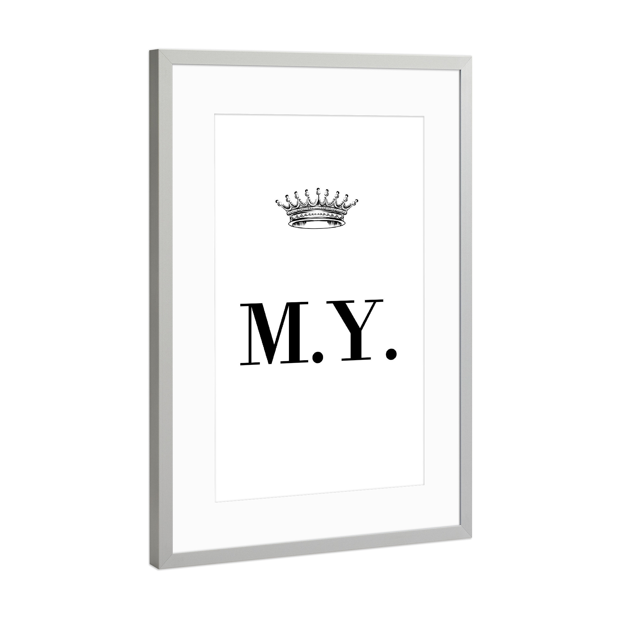 Poster mit Rahmen Silber "Queen MY" artboxONE - Schwarzweiß,Buchstaben