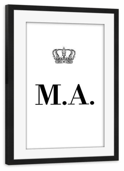 Poster mit Rahmen schwarz "King MA" artboxONE - Schwarzweiß,Buchstaben