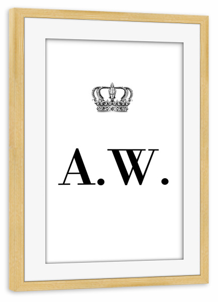 Poster mit Rahmen kiefer "King AW" artboxONE - Schwarzweiß,Buchstaben