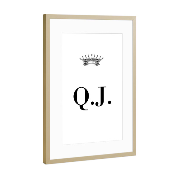 Poster mit Rahmen Gold "Queen QJ" artboxONE - Schwarzweiß,Buchstaben