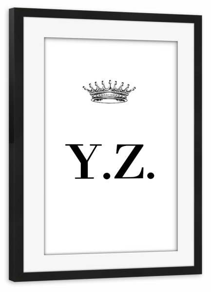 Poster mit Rahmen schwarz "Queen YZ" artboxONE - Schwarzweiß,Buchstaben
