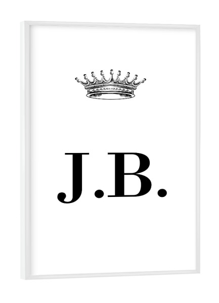 Poster mit weißem Rahmen "Queen JB" artboxONE - Schwarzweiß,Buchstaben