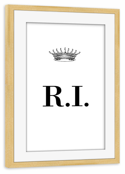 Poster mit Rahmen kiefer "Queen RI" artboxONE - Schwarzweiß,Buchstaben