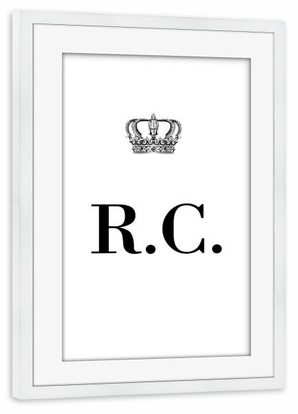 Poster mit Rahmen weiß "King RC" artboxONE - Schwarzweiß,Buchstaben