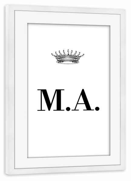 Poster mit Rahmen weiß "Queen MA" artboxONE - Schwarzweiß,Buchstaben