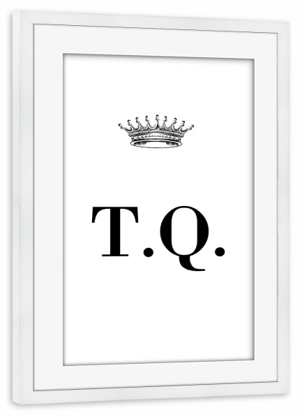 Poster mit Rahmen weiß "Queen TQ" artboxONE - Schwarzweiß,Buchstaben