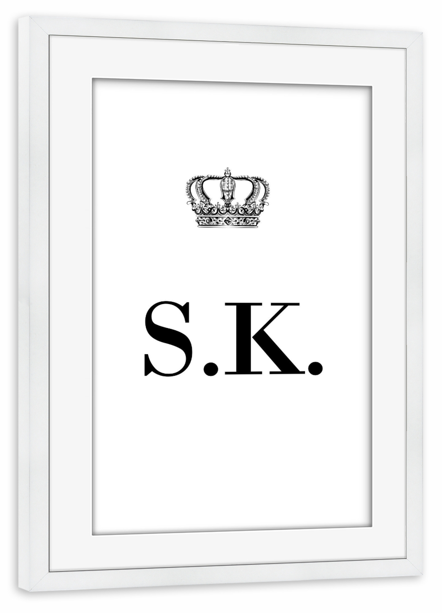Poster mit Rahmen weiß "King SK" artboxONE - Schwarzweiß,Buchstaben