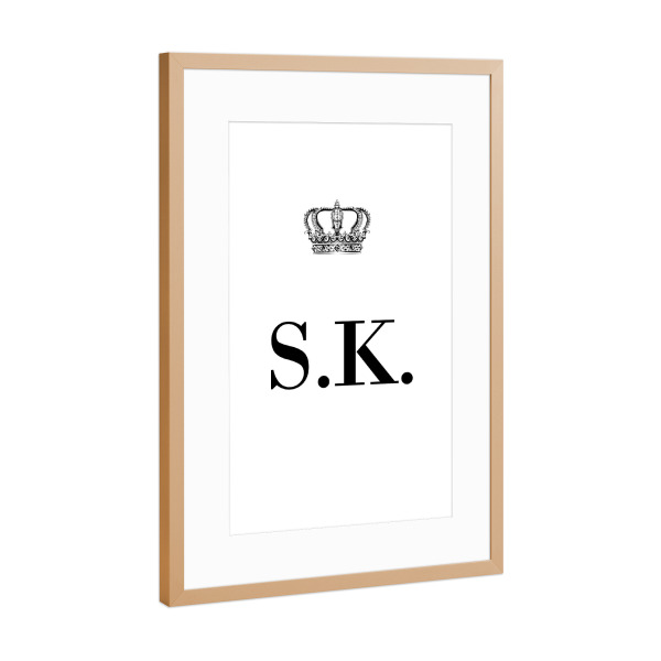 Poster mit Rahmen Kupfer "King SK" artboxONE - Schwarzweiß,Buchstaben