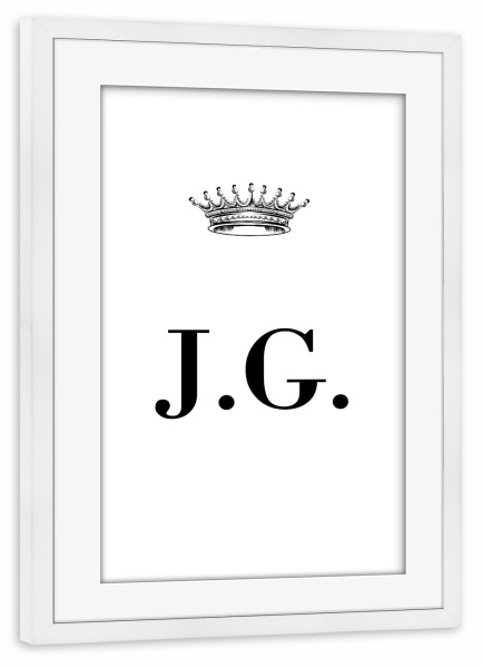 Poster mit Rahmen weiß "Queen JG" artboxONE - Schwarzweiß,Buchstaben