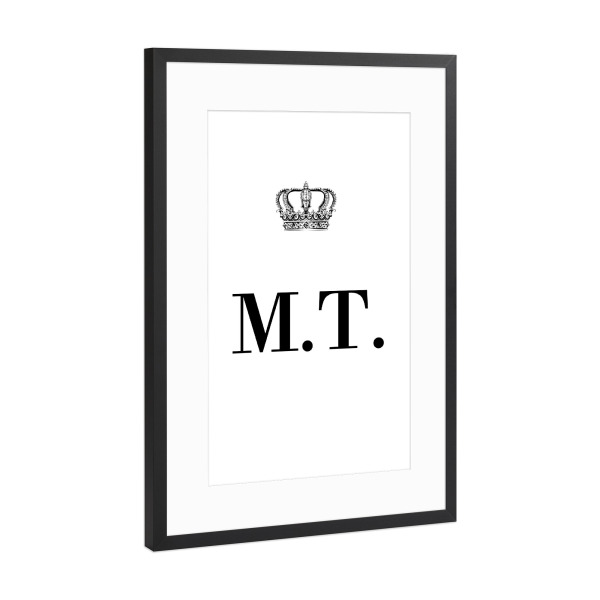 Poster mit Rahmen Schwarz (Metallic) "King MT" artboxONE - Schwarzweiß,Buchstaben