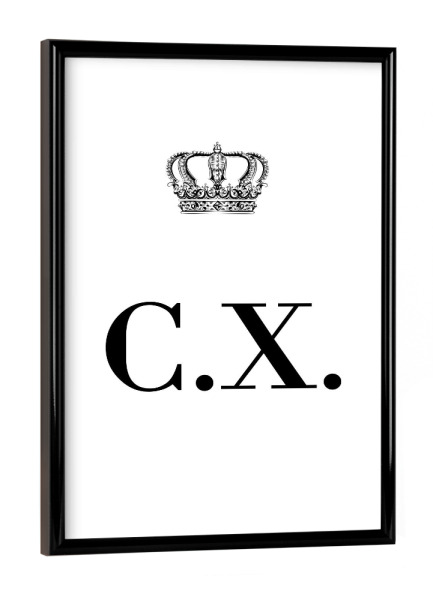 Poster mit schwarzem Rahmen "King CX" artboxONE - Schwarzweiß,Buchstaben