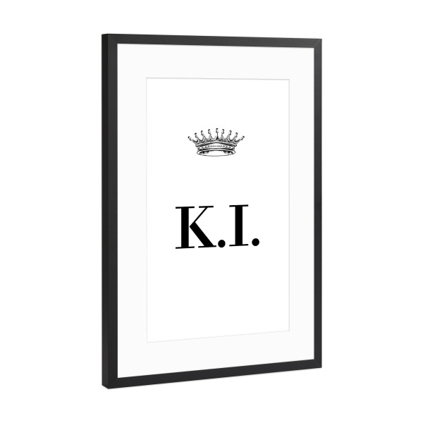 Poster mit Rahmen Schwarz (Metallic) "Queen KI" artboxONE - Schwarzweiß,Buchstaben