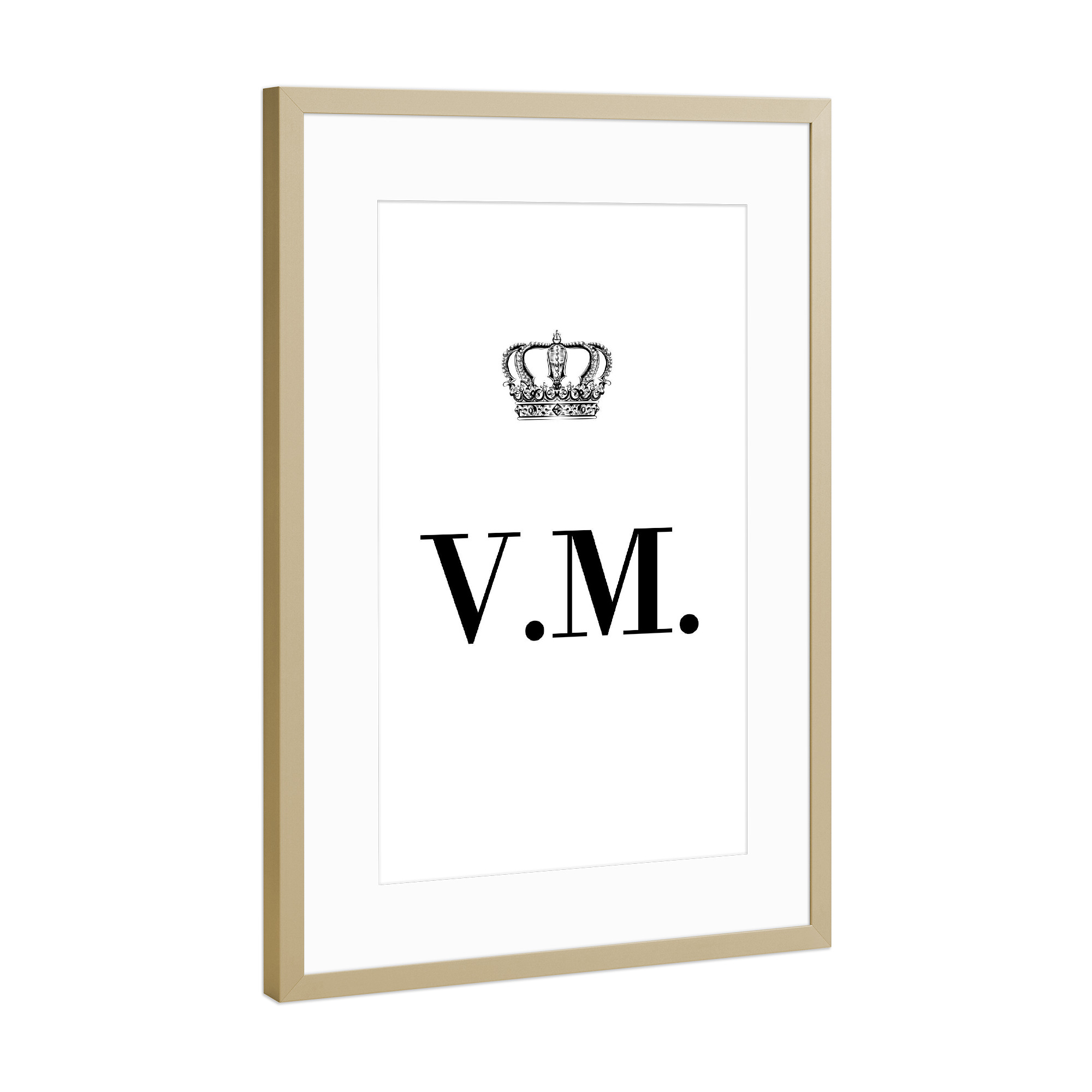 Poster mit Rahmen Gold "King VM" artboxONE - Schwarzweiß,Buchstaben