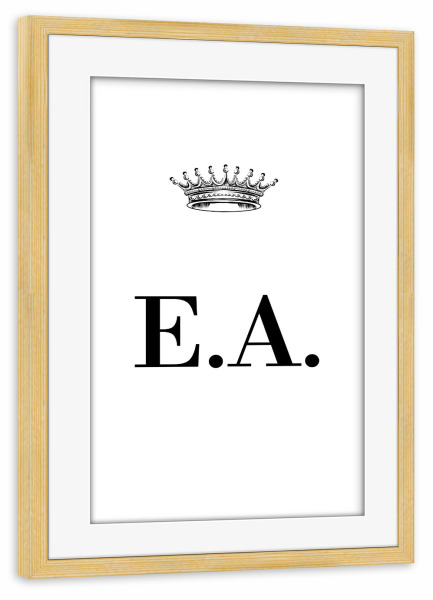 Poster mit Rahmen kiefer "Queen EA" artboxONE - Schwarzweiß,Buchstaben