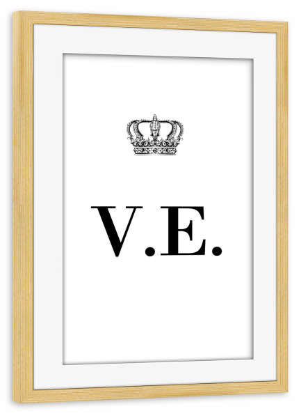 Poster mit Rahmen kiefer "King VE" artboxONE - Schwarzweiß,Buchstaben