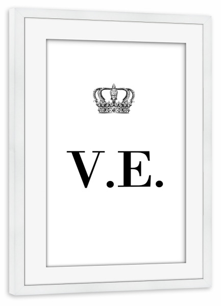 Poster mit Rahmen weiß "King VE" artboxONE - Schwarzweiß,Buchstaben