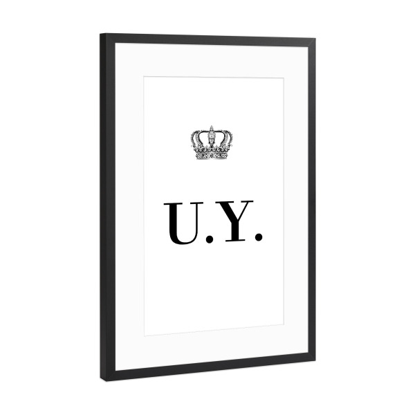 Poster mit Rahmen Schwarz (Metallic) "King UY" artboxONE - Schwarzweiß,Buchstaben