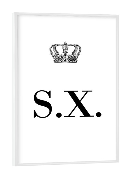 Poster mit weißem Rahmen "King SX" artboxONE - Schwarzweiß,Buchstaben