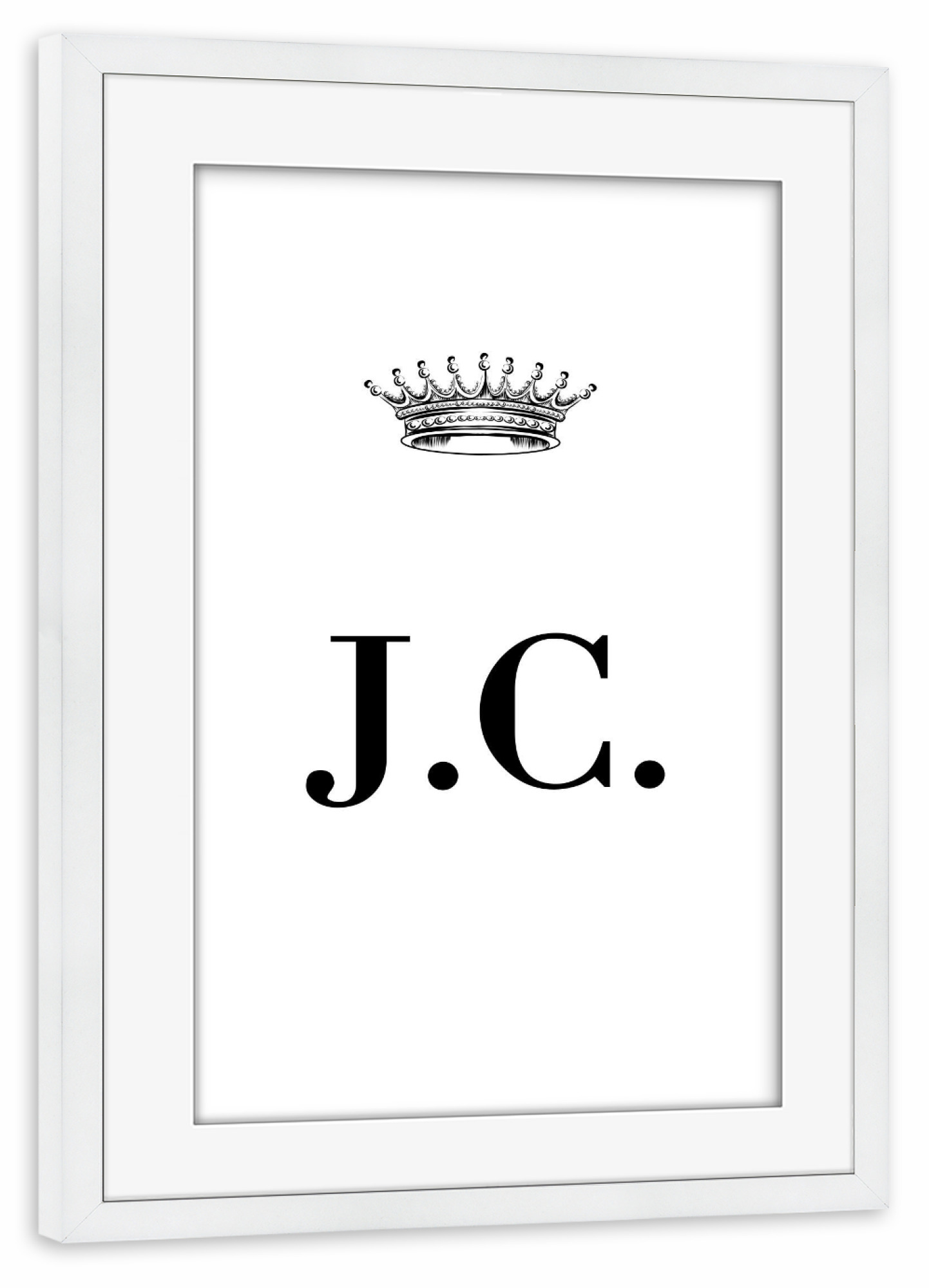 Poster mit Rahmen weiß "Queen JC" artboxONE - Schwarzweiß,Buchstaben