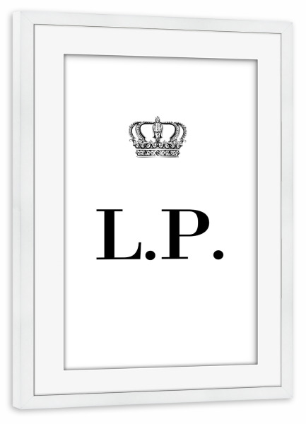 Poster mit Rahmen weiß "King LP" artboxONE - Schwarzweiß,Buchstaben