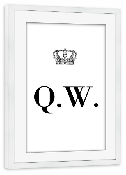 Poster mit Rahmen weiß "King QW" artboxONE - Schwarzweiß,Buchstaben