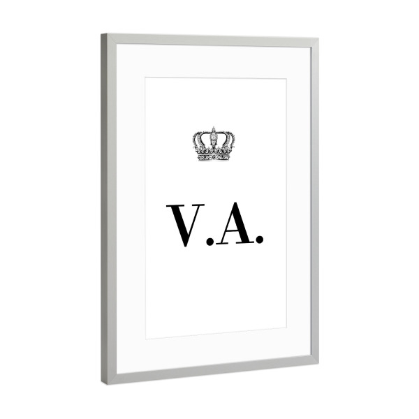 Poster mit Rahmen Silber "King VA" artboxONE - Schwarzweiß,Buchstaben