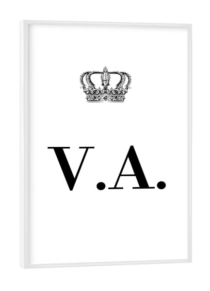 Poster mit weißem Rahmen "King VA" artboxONE - Schwarzweiß,Buchstaben