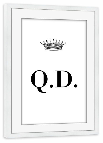 Poster mit Rahmen weiß "Queen QD" artboxONE - Schwarzweiß,Buchstaben