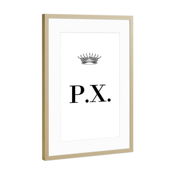 Poster mit Rahmen Gold "Queen PX" artboxONE - Schwarzweiß,Buchstaben