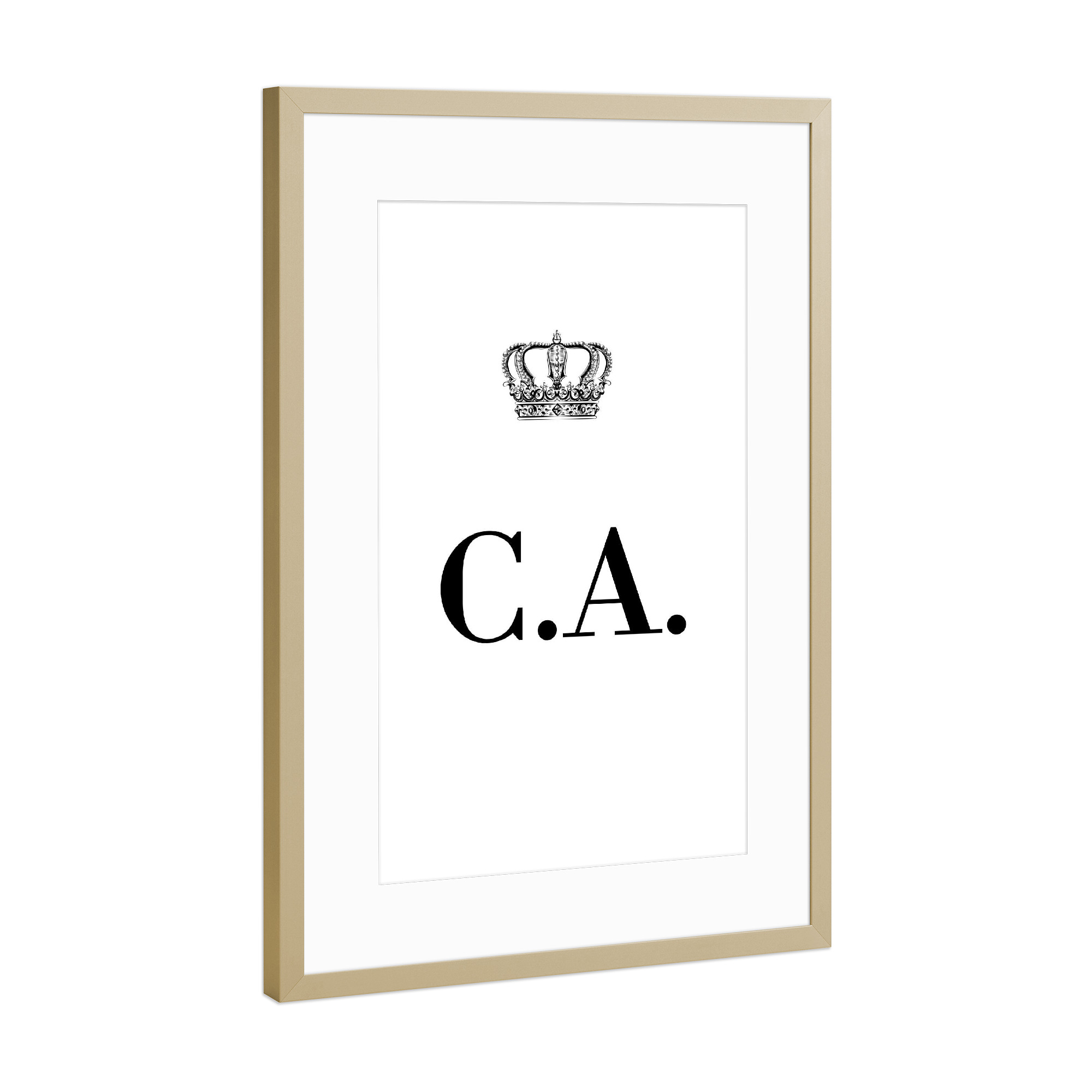 Poster mit Rahmen Gold "King CA" artboxONE - Schwarzweiß,Buchstaben