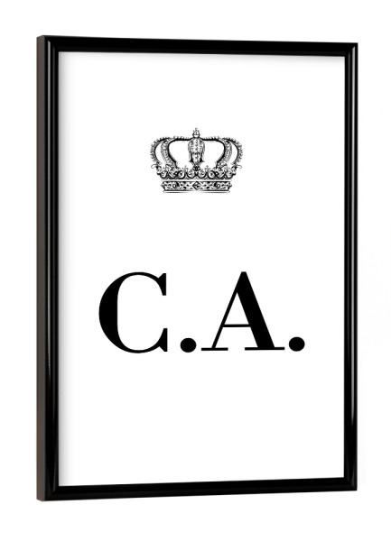 Poster mit schwarzem Rahmen "King CA" artboxONE - Schwarzweiß,Buchstaben