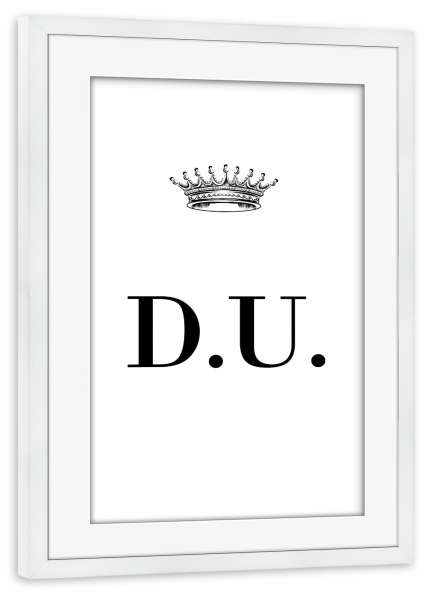 Poster mit Rahmen weiß "Queen DU" artboxONE - Schwarzweiß,Buchstaben