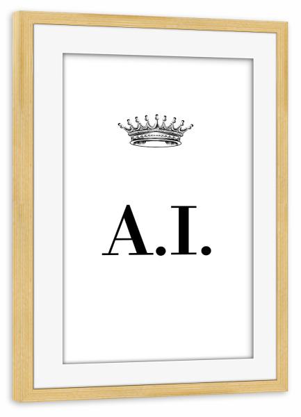 Poster mit Rahmen kiefer "Queen AI" artboxONE - Schwarzweiß,Buchstaben