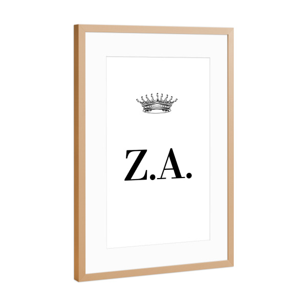 Poster mit Rahmen Kupfer "Queen ZA" artboxONE - Schwarzweiß,Buchstaben