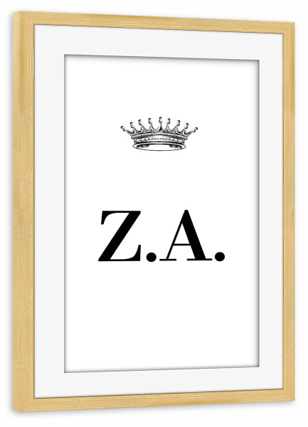 Poster mit Rahmen kiefer "Queen ZA" artboxONE - Schwarzweiß,Buchstaben