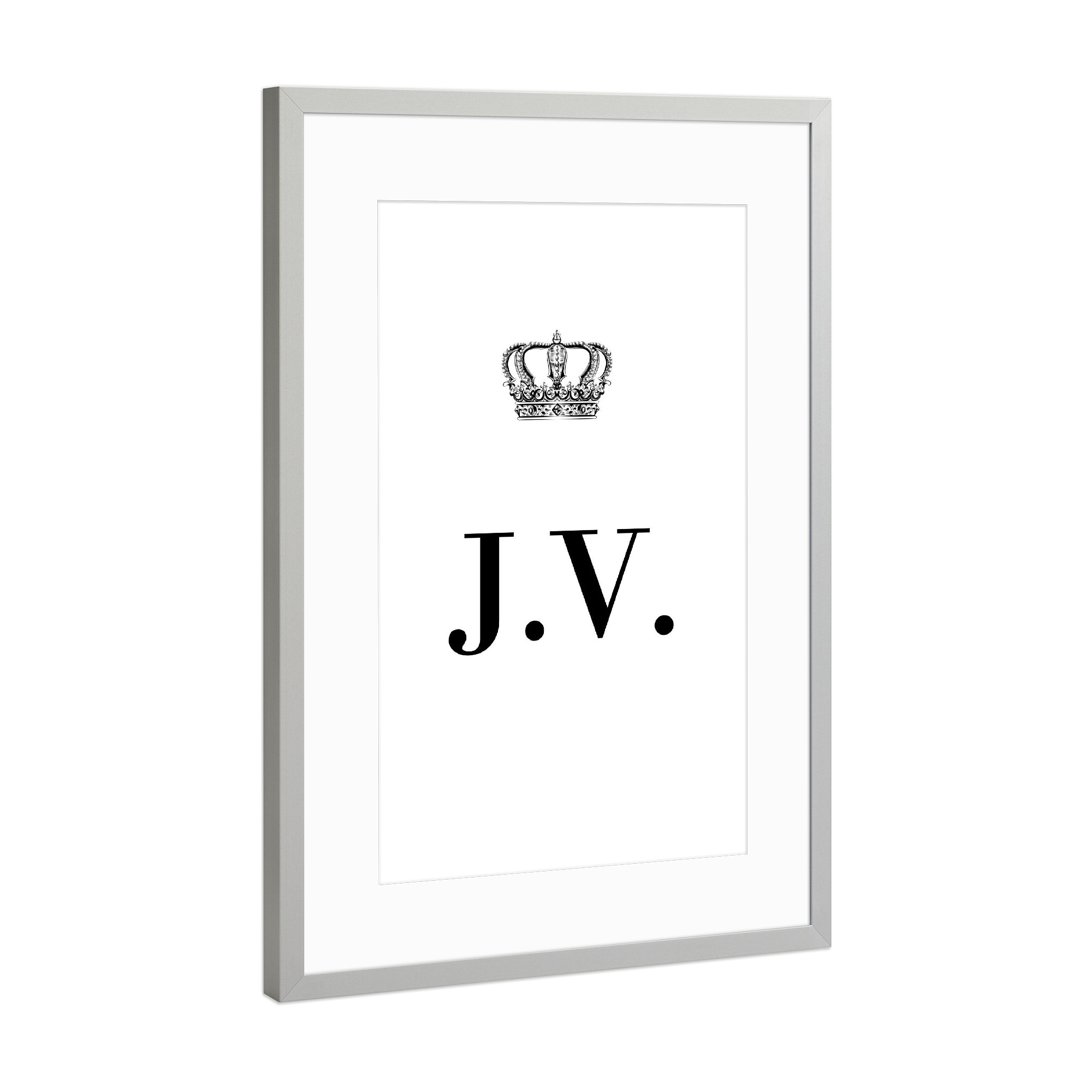 Poster mit Rahmen Silber "King JV" artboxONE - Schwarzweiß,Buchstaben