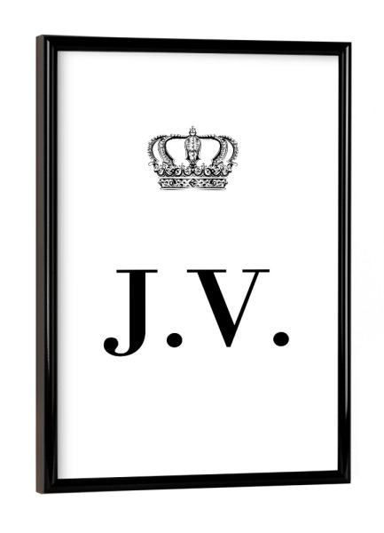 Poster mit schwarzem Rahmen "King JV" artboxONE - Schwarzweiß,Buchstaben