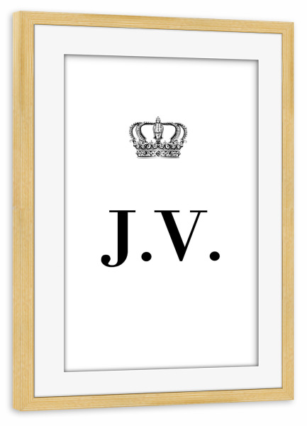 Poster mit Rahmen kiefer "King JV" artboxONE - Schwarzweiß,Buchstaben